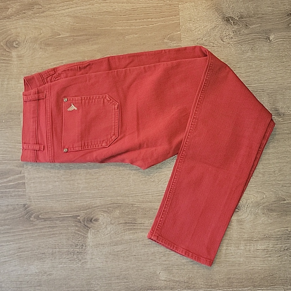 MiH the Paris jean mid rise cropped slim leg, red, sz 27 (fits like 26)